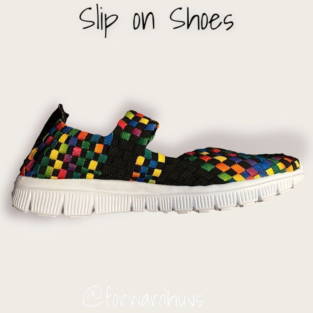 Bundle Sale 3 for $15 | Rainbow & Black Braided Shoes - Size 6